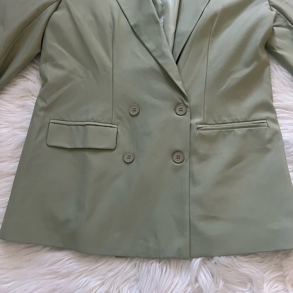 Nasty Gal‎ Sage Green Double-Breasted Blazer - Picture 6 of 15